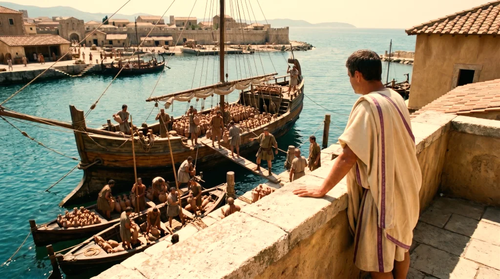 Historical reconstruction of a Roman harbor