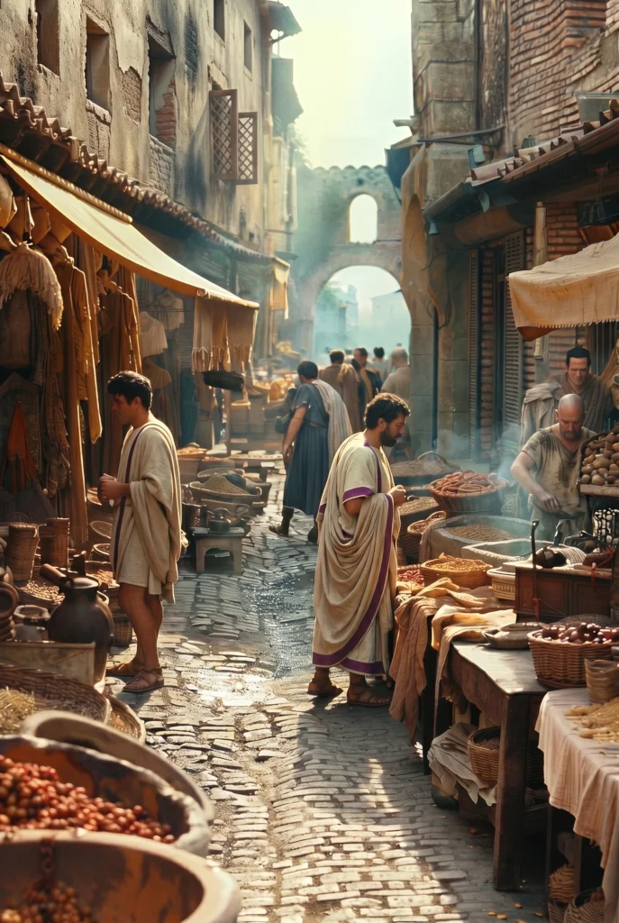 Historical reconstruction of a Roman street market